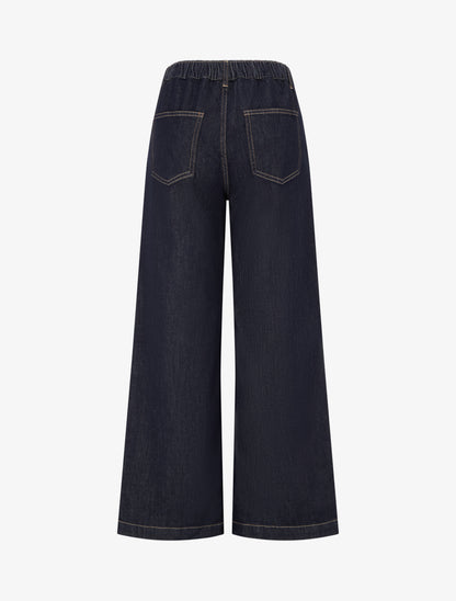 Jean wide leg grande taille à taille élastiquée - Bleu brut - 2