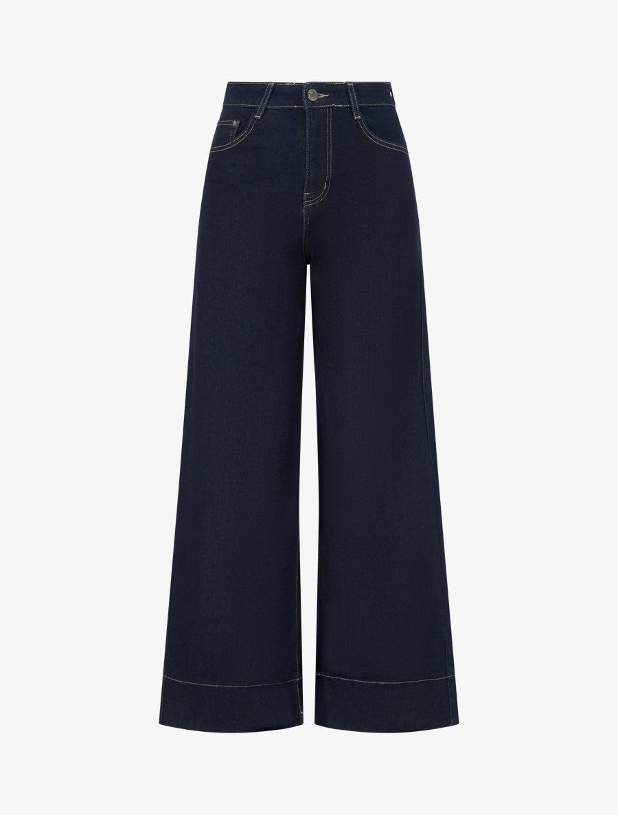 Jean ample grande taille à coutures apparentes - Bleu brut - 1
