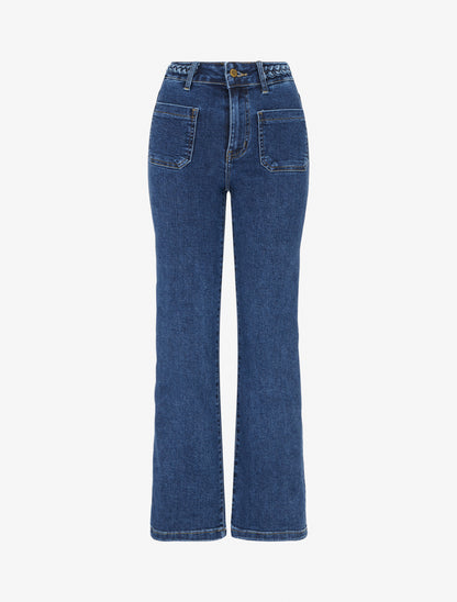 Jean droit à taille tressée - Bleu brut - 1