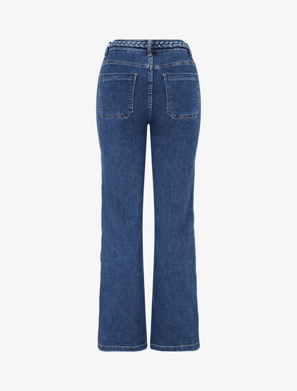 Jean droit à taille tressée - Bleu brut - 2