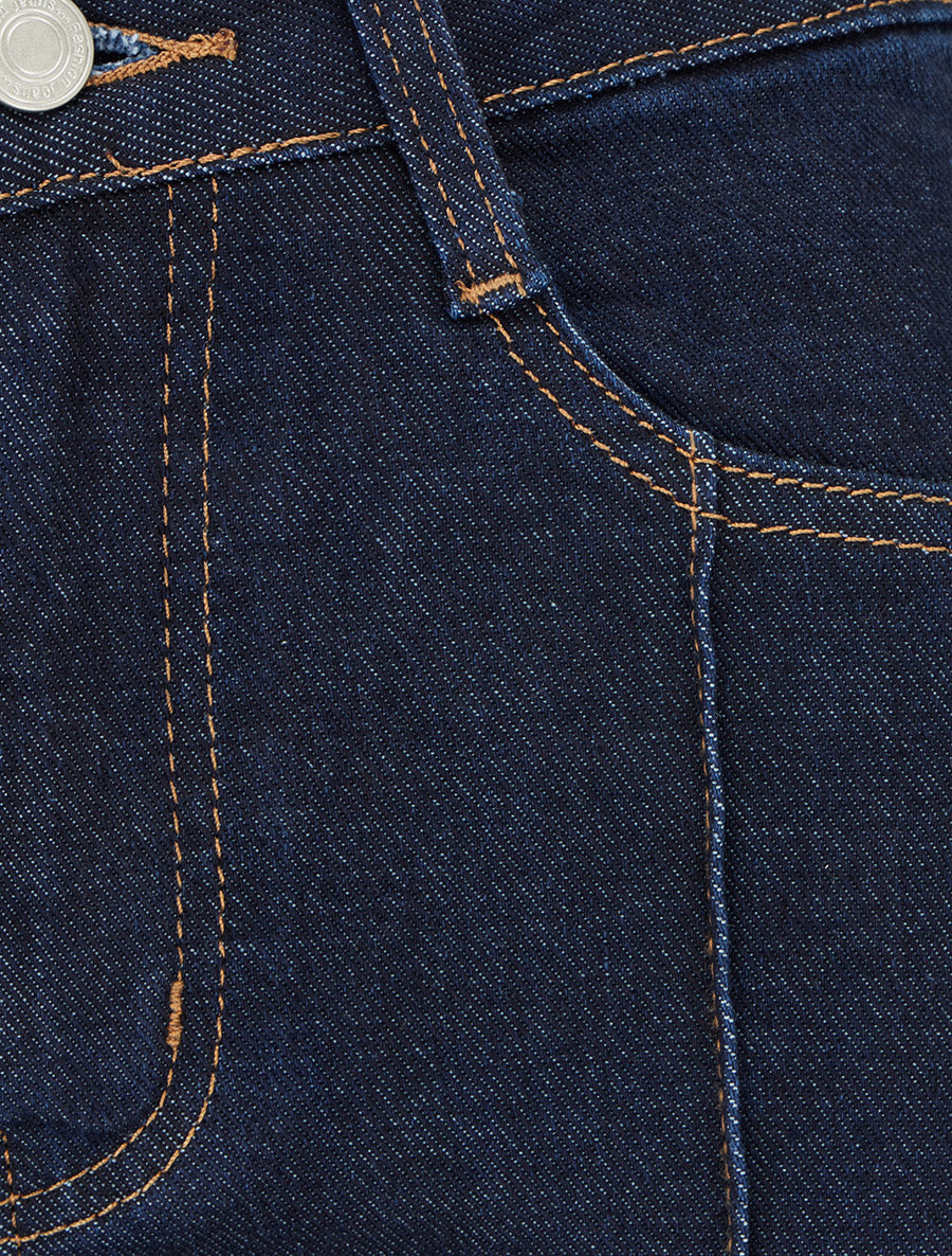 Jean wide leg à coutures contrastantes - Bleu brut - 3