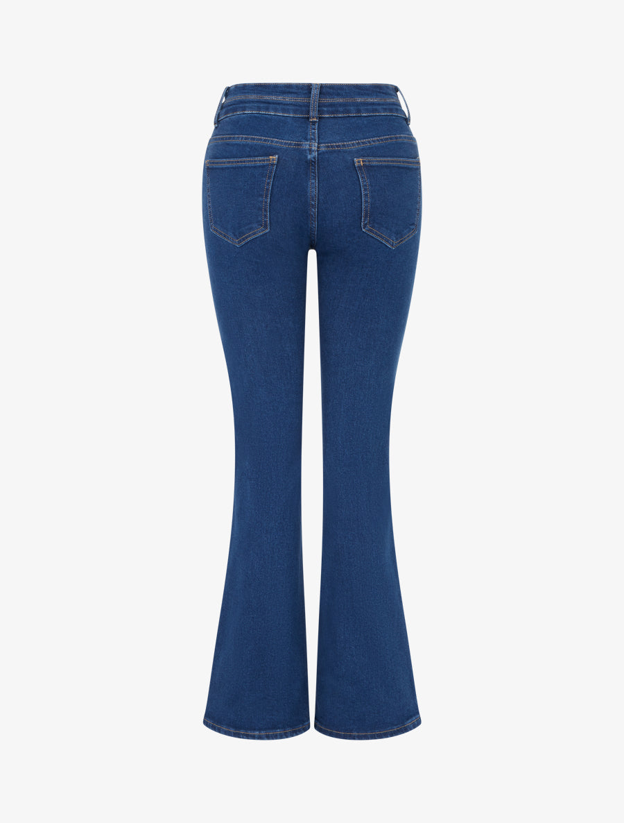 Jean flare taille haute - Bleu denim - 2