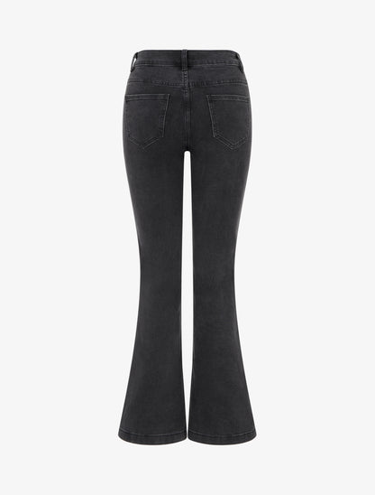 Jean taille haute coupe flare - Gris anthracite - 2
