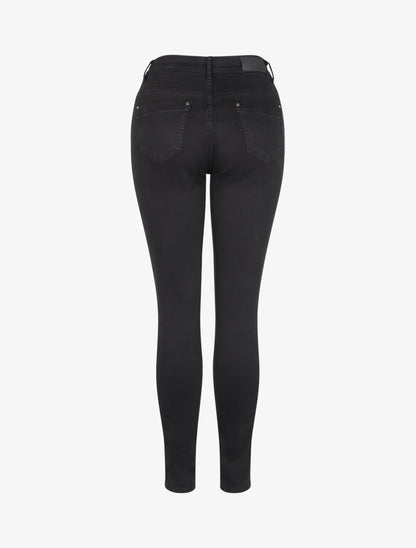 Jean slim uni taille haute - Noir - 2