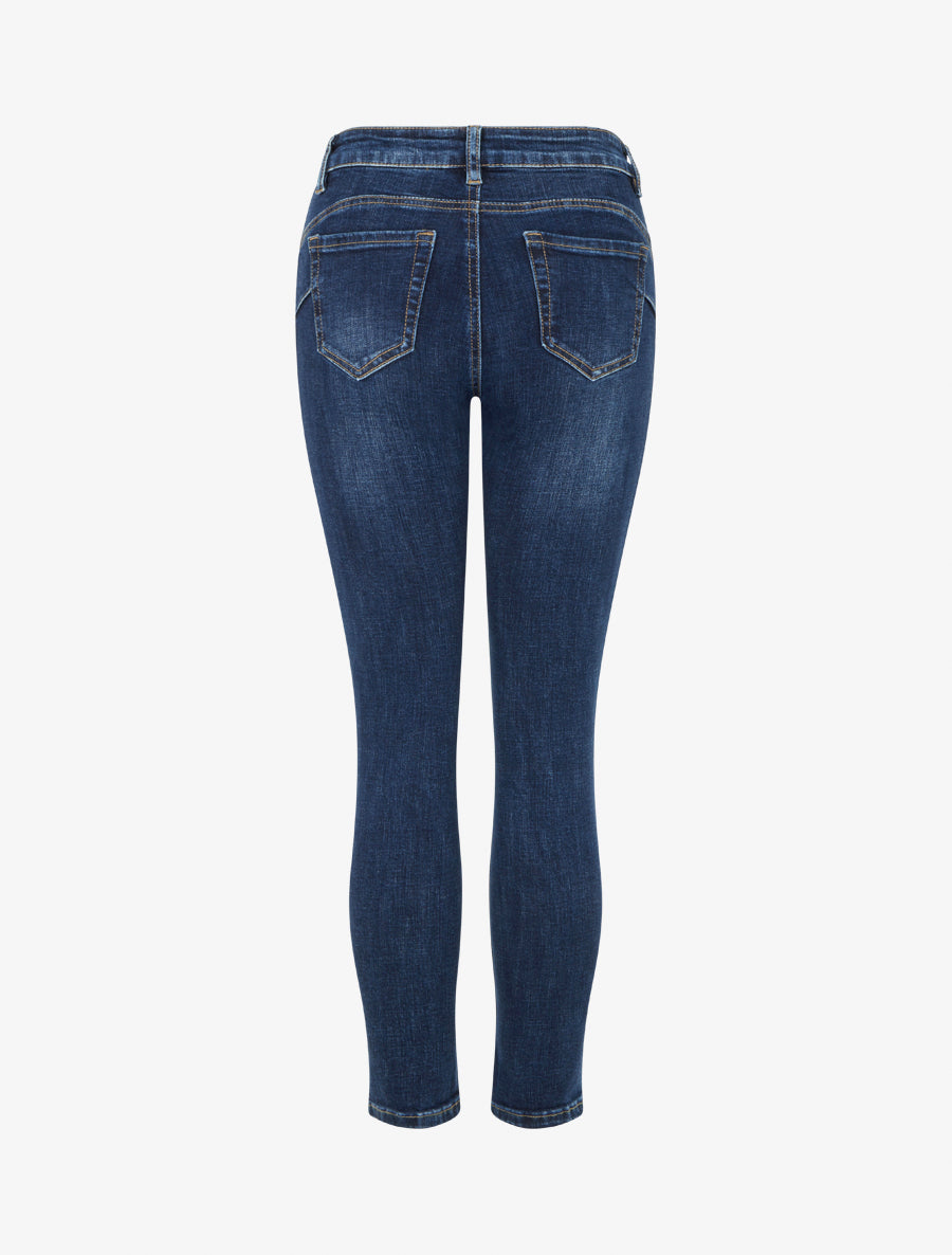 Jean slim délavé à taille haute - Bleu denim - 2