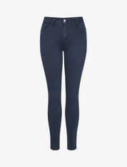 Jean slim uni taille haute - Bleu - 4