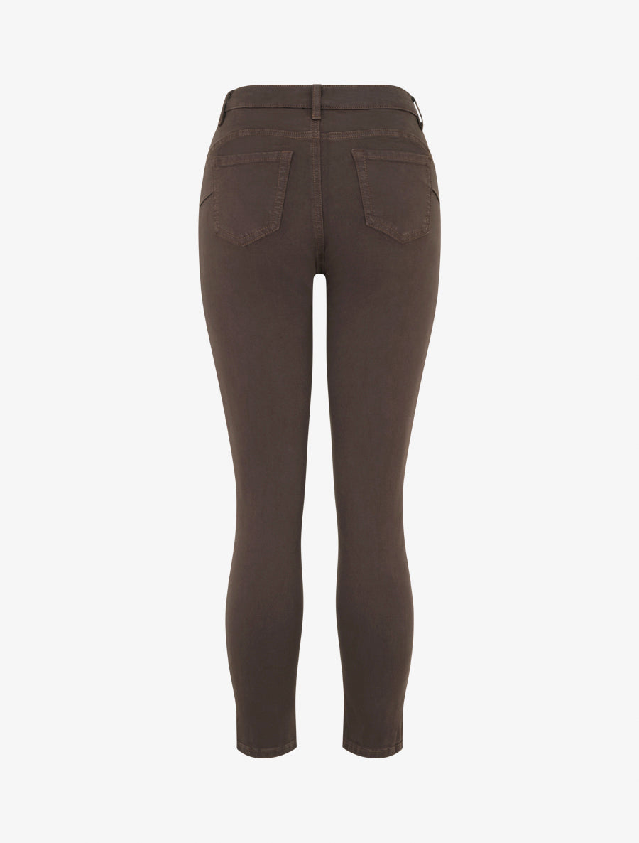 Jean slim uni à taille haute - Marron chocolat - 2