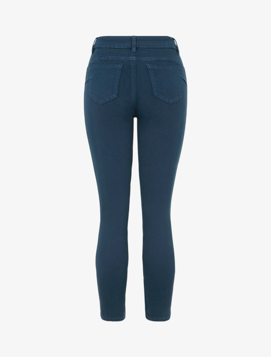 Jean slim uni à taille haute - Bleu - 2