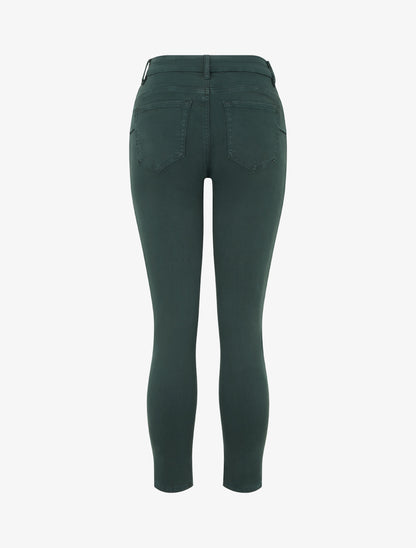 Jean slim uni à taille haute - Vert bouteille - 2