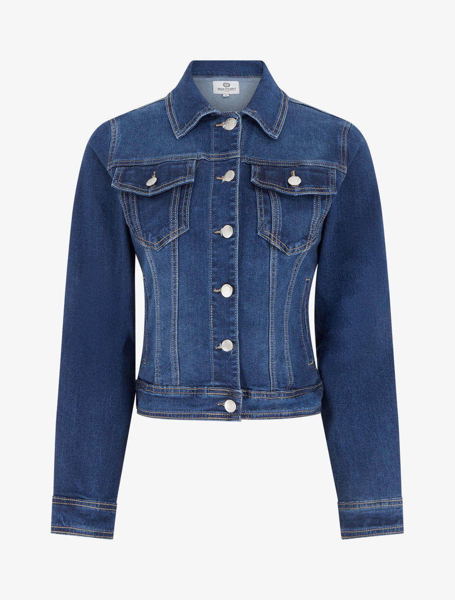 Taillierte Jeansjacke - Blau
