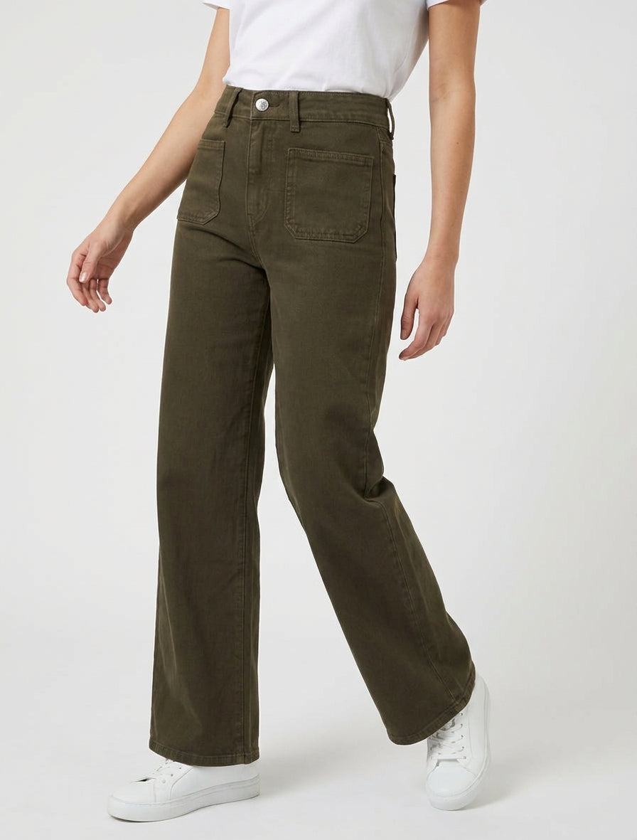 Jean mit 4 Taschen - Kaki