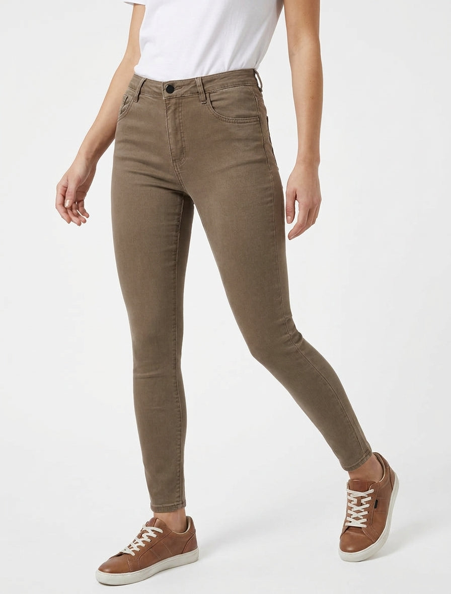Jean einfarbig Skinny Fit - Dunkelmaulwurf