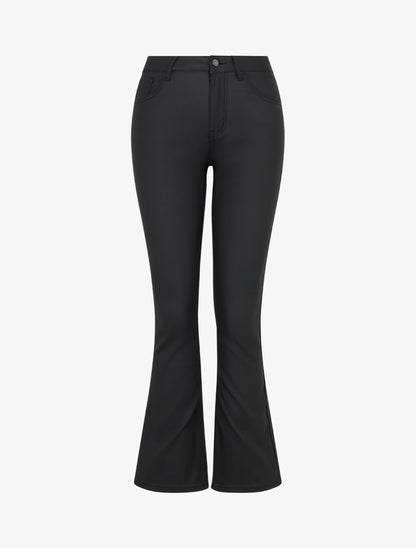 Pantalon flare enduit - Noir - 1