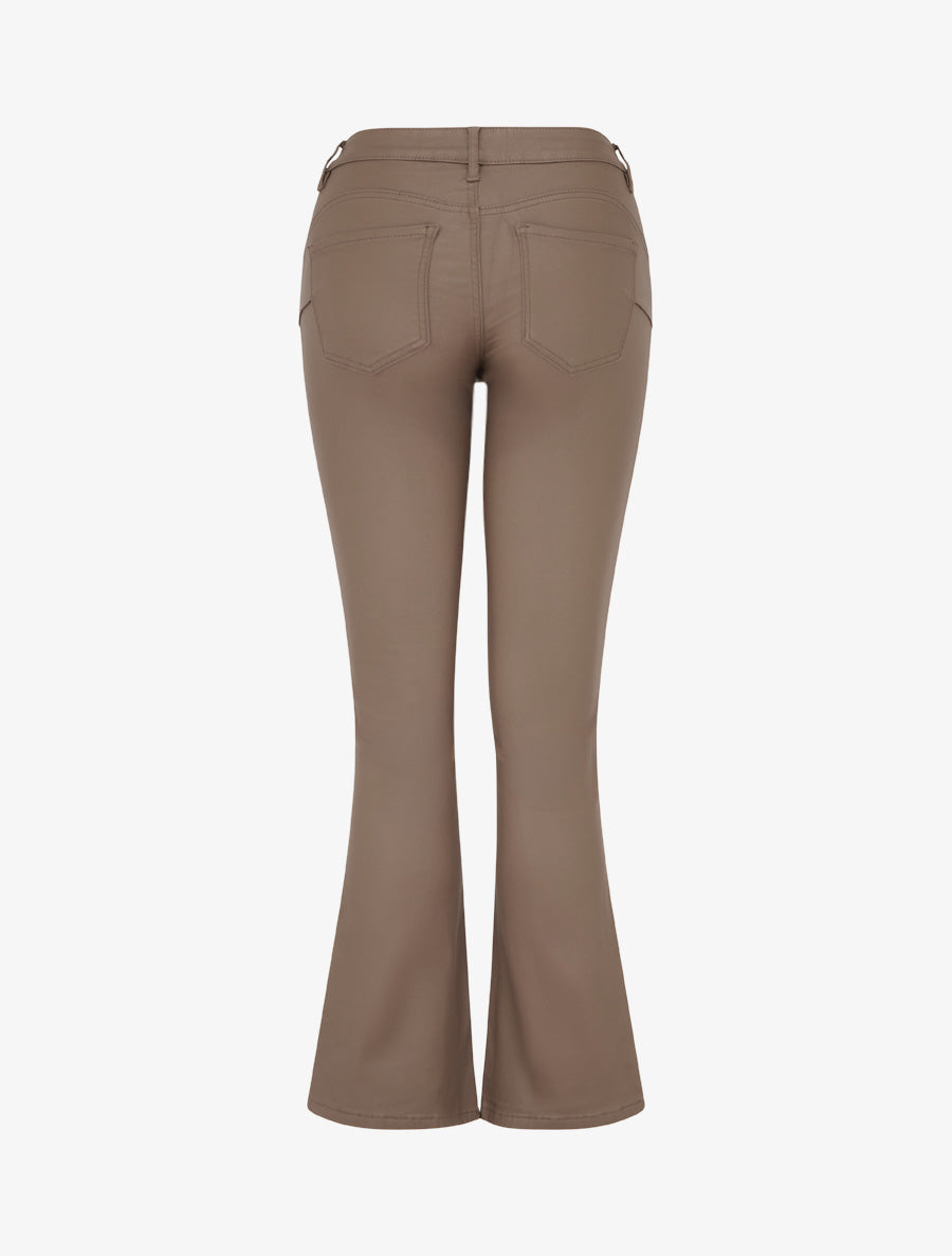 Pantalon flare enduit - Taupe foncé - 2