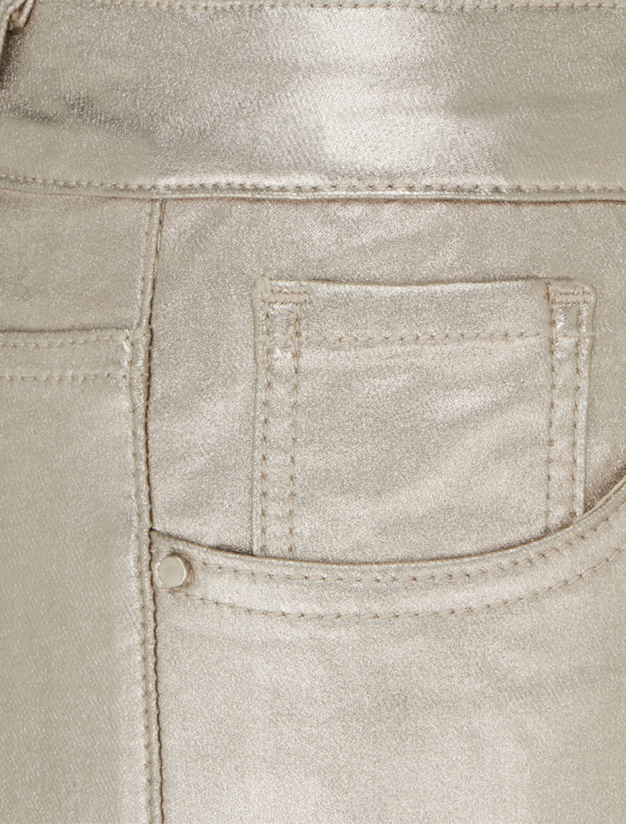 Pantalon slim en simili effet enduit - Or clair - 3