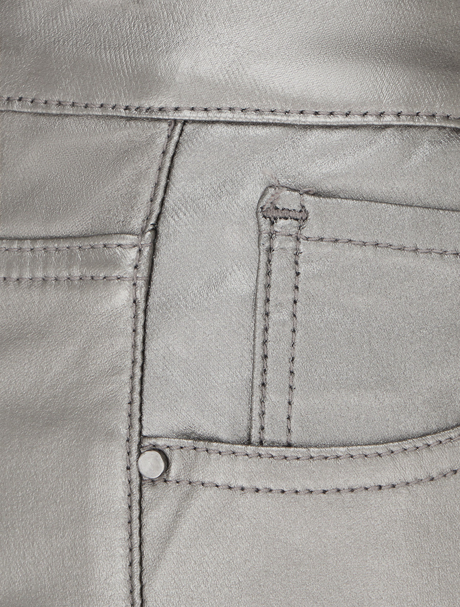 Pantalon slim en simili effet enduit - Gris taupe - 3