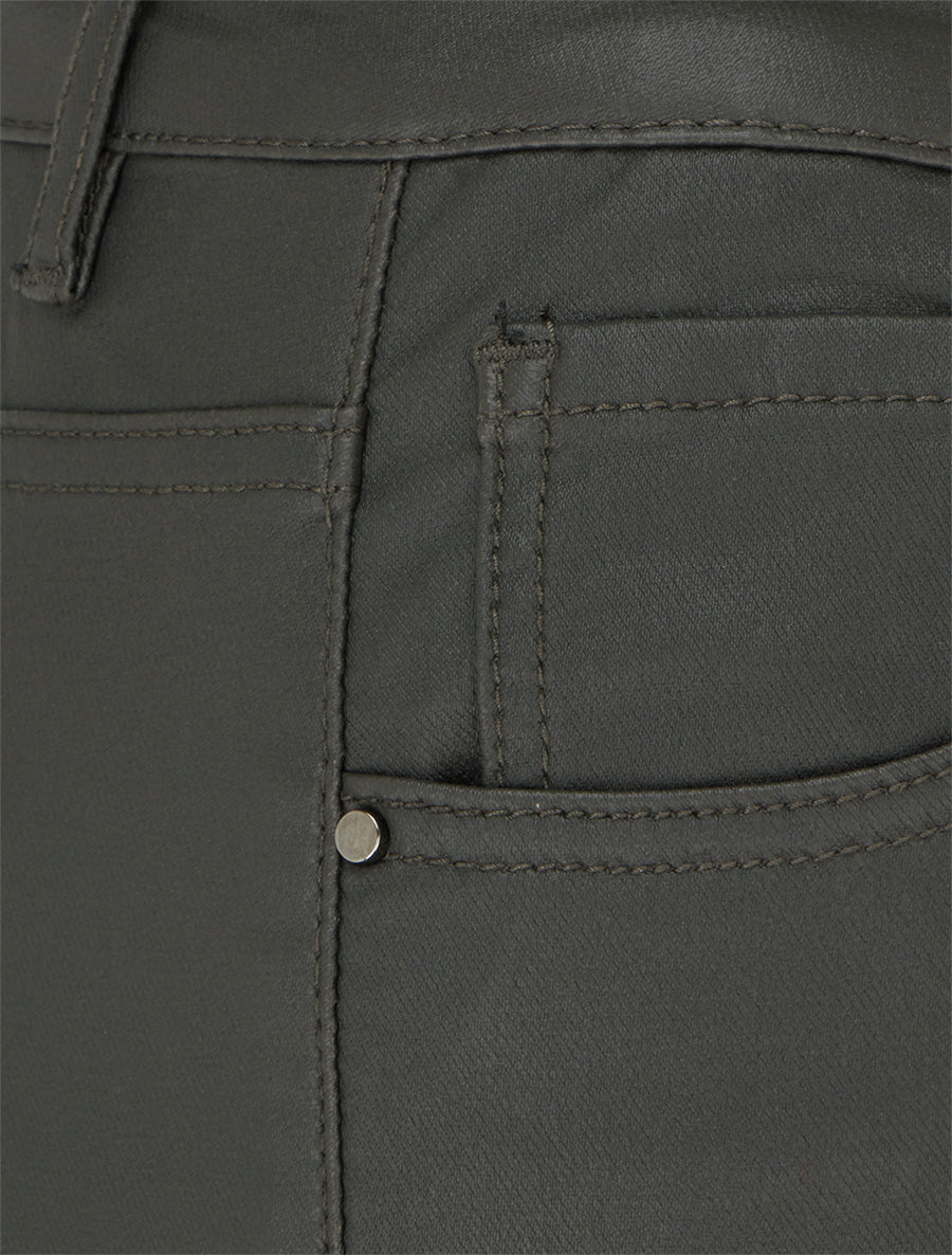 Pantalon slim en simili effet enduit - Kaki foncé - 3