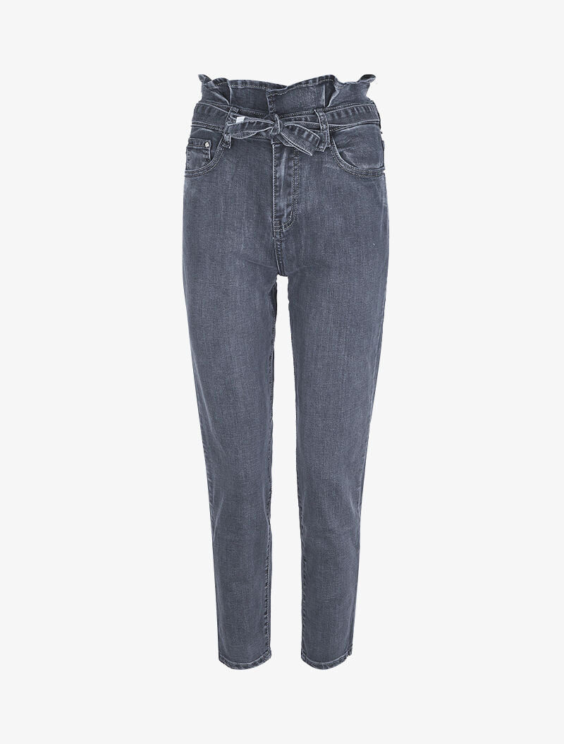 Jean boyfriend 7/8 à taille haute - Anthracite - 3