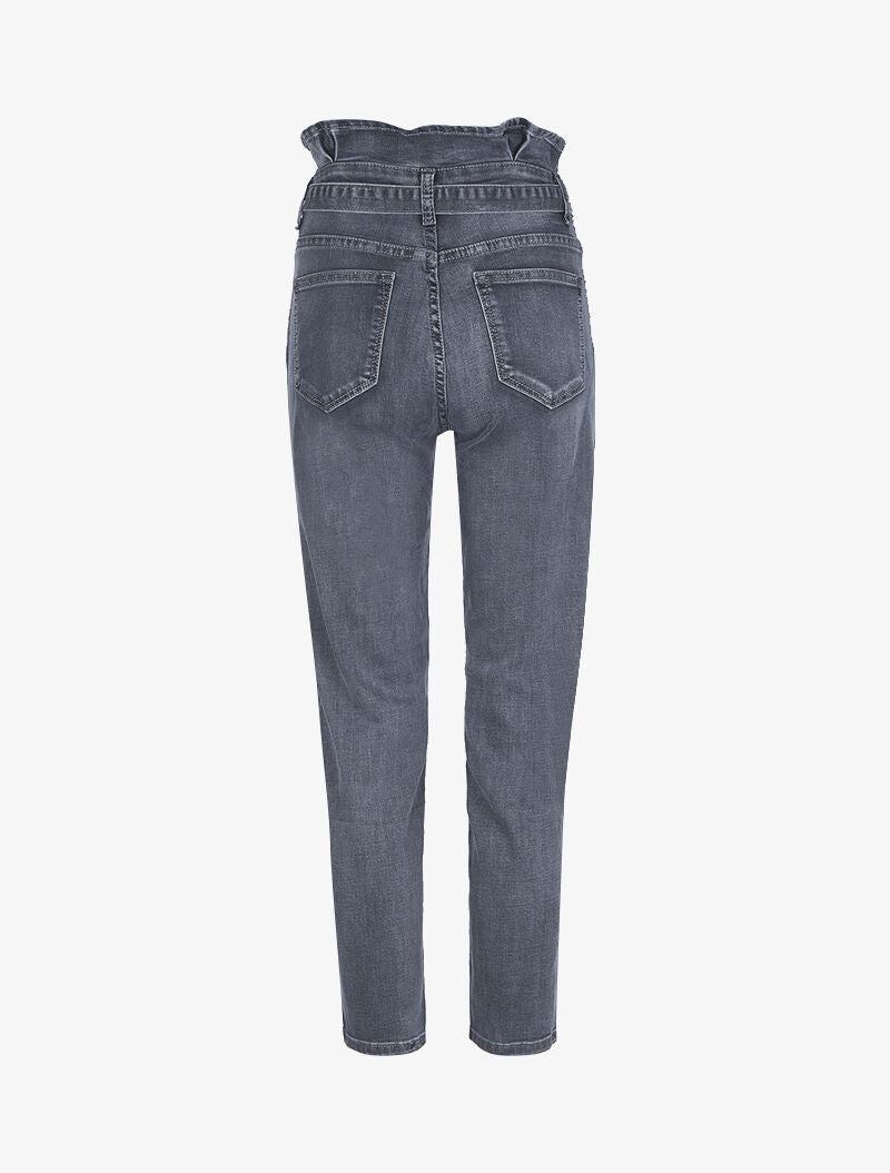 Jean boyfriend 7/8 à taille haute - Anthracite - 4