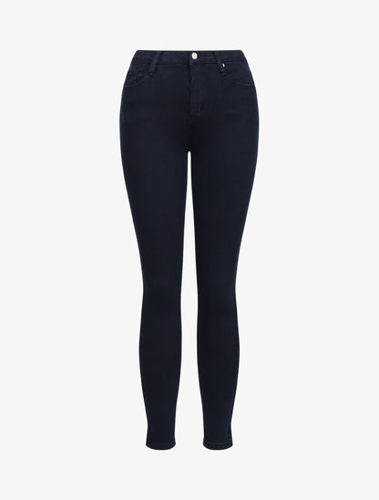 Jean stretch à taille haute coupe skinny - Marine - 1