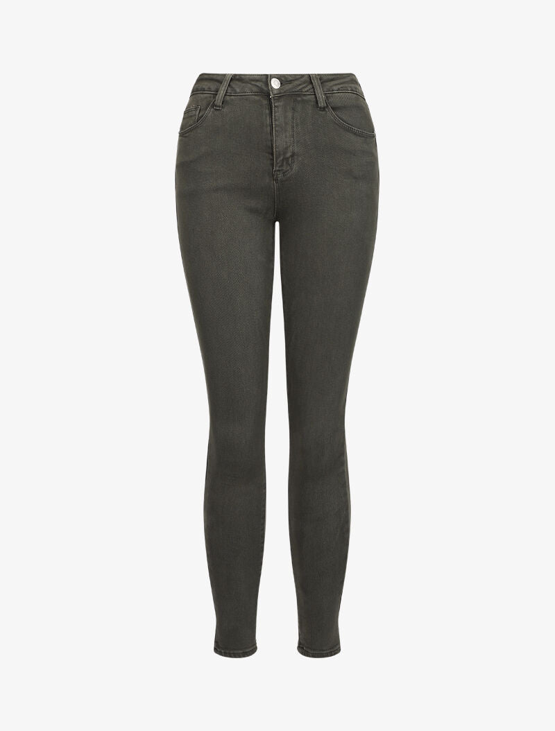 Jean stretch à taille haute coupe skinny - Kaki - 1