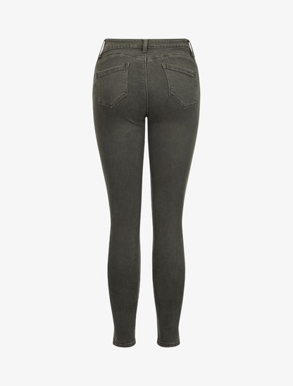 Jean stretch à taille haute coupe skinny - Kaki - 2