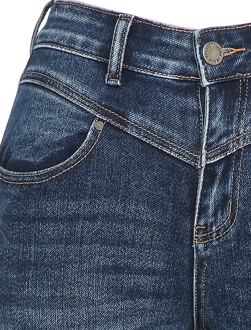 Jean skinny à taille à coutures en V - Bleu denim - 3