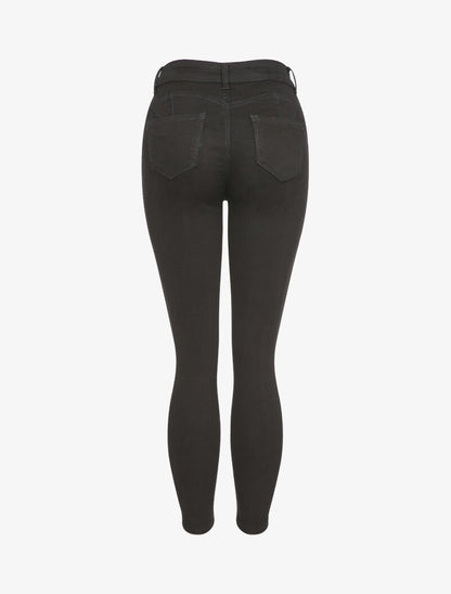 Jean skinny uni à taille haute - Noir - 2