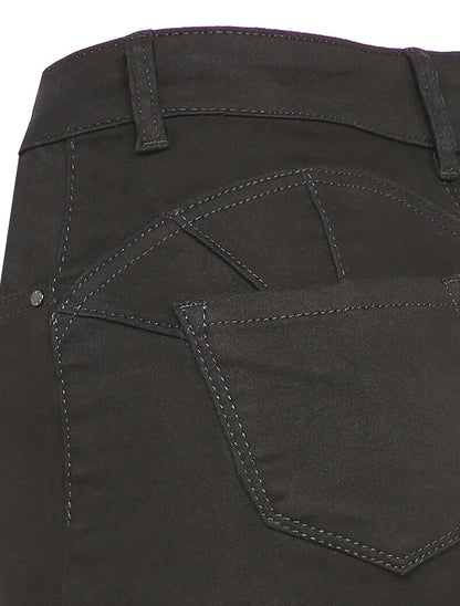 Jean skinny uni à taille haute - Noir - 3