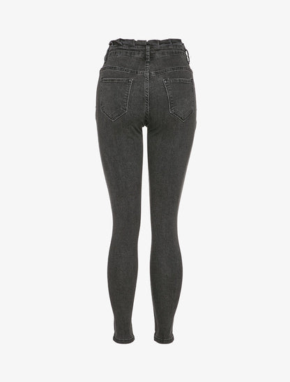 Jean skinny à taille volantée - Gris foncé - 2