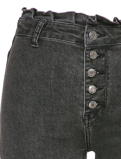 Jean skinny à taille volantée - Gris foncé - 3