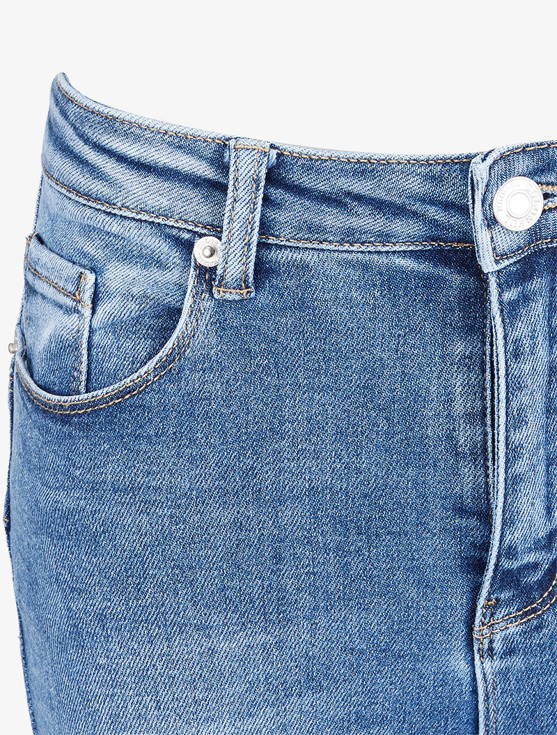Jean skinny délavé avec chevilles effilées - Bleu denim - 5