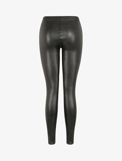 Legging stretch en simili - Noir - 2