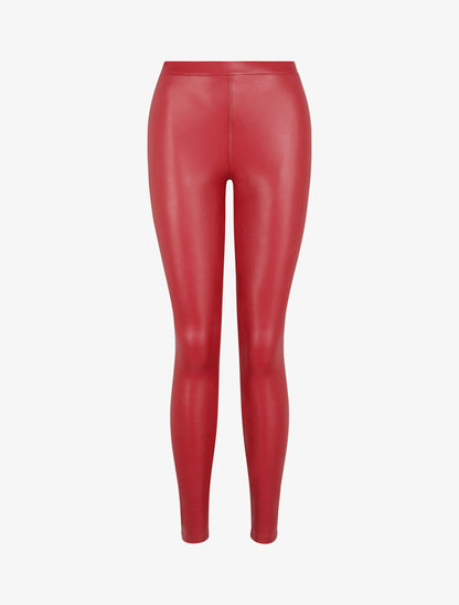 Legging stretch en simili - Rouge - 1
