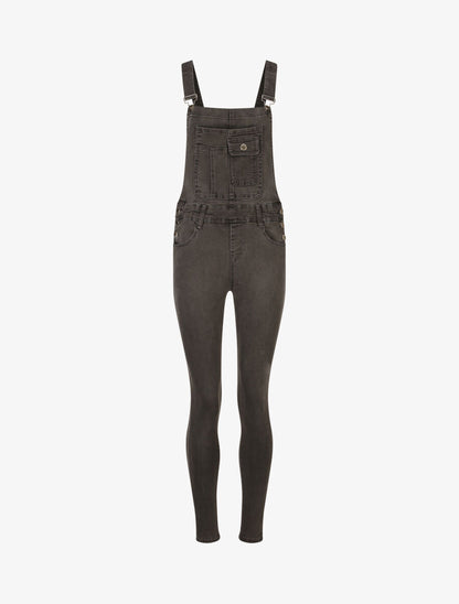 Salopette en jean coupe skinny - Gris - 4