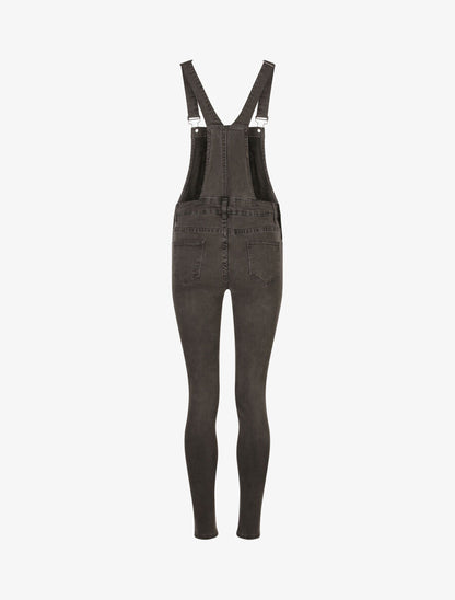 Salopette en jean coupe skinny - Gris - 2