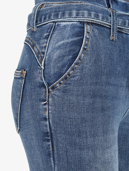 Jean ultra skinny à taille volantée - Bleu - 3
