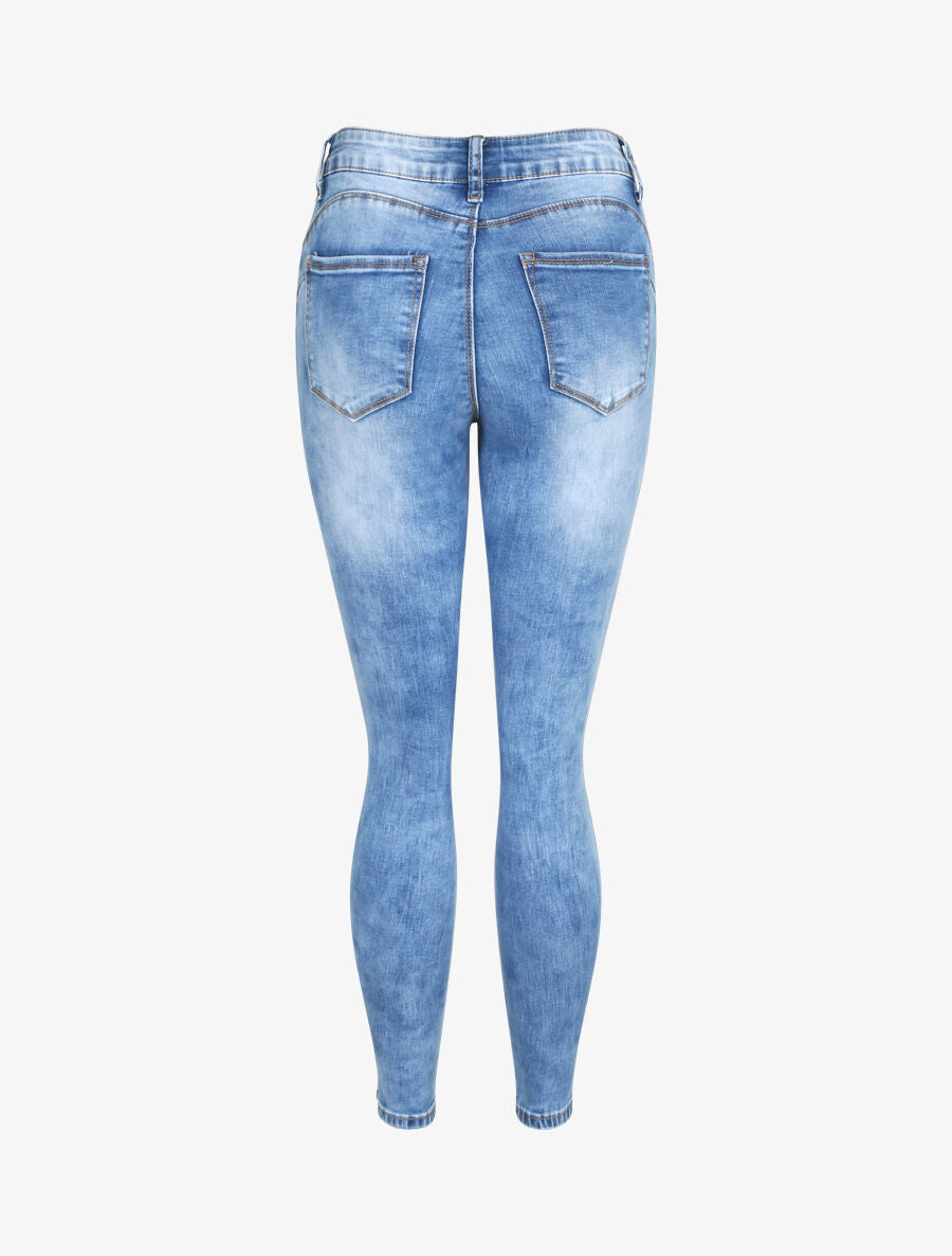 Jean slim push up délavé - Bleu denim - 2