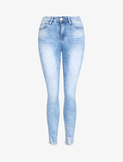 Jean push up ultra skinny à bords griffés - Bleu clair - 3