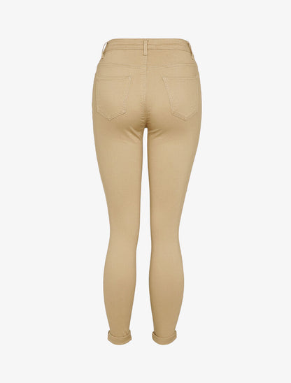 Jean slim à boutonnière - Beige - 2