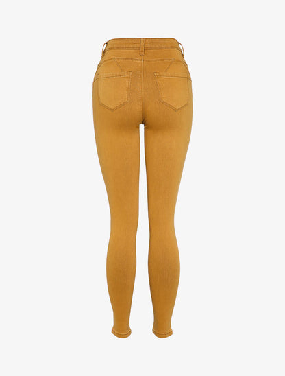 Jean skinny taille haute - Moutarde - 2