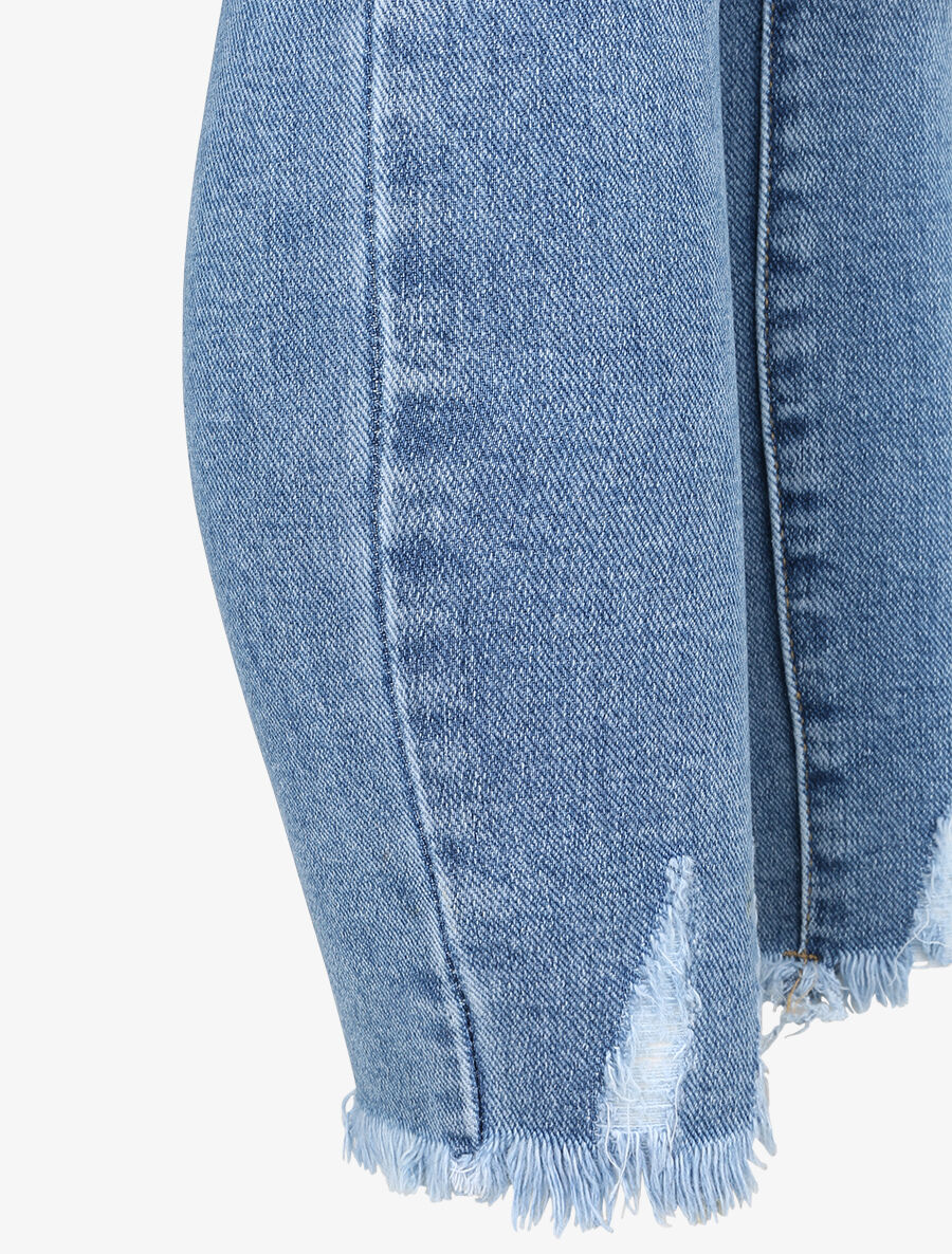 Jean push up coupe skinny à éraflures - Bleu denim - 3