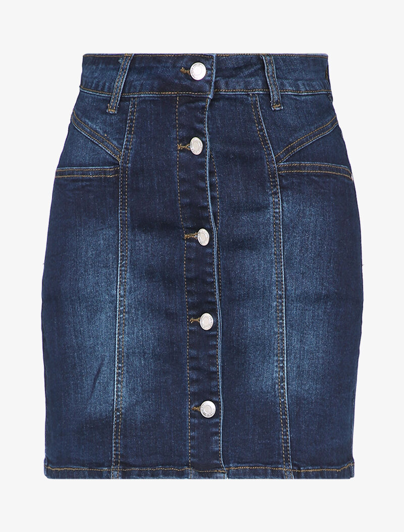 Mini jupe en jean délavée - Bleu denim - 1