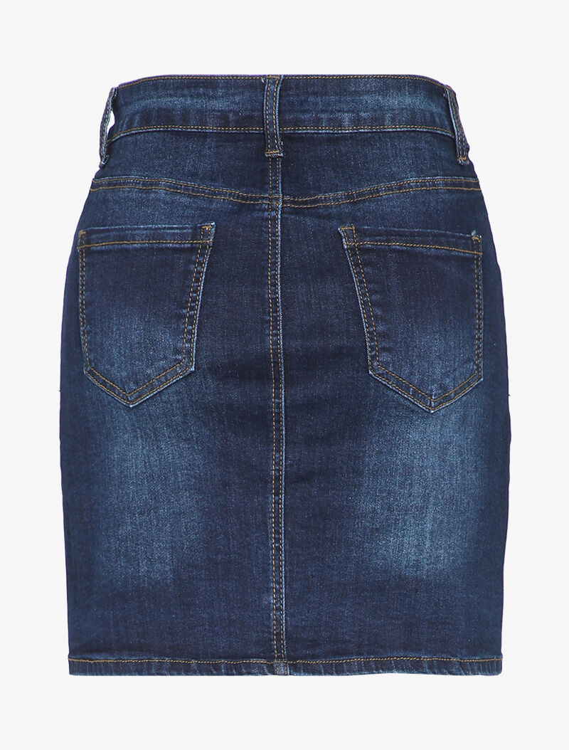 Mini jupe en jean délavée - Bleu denim - 2