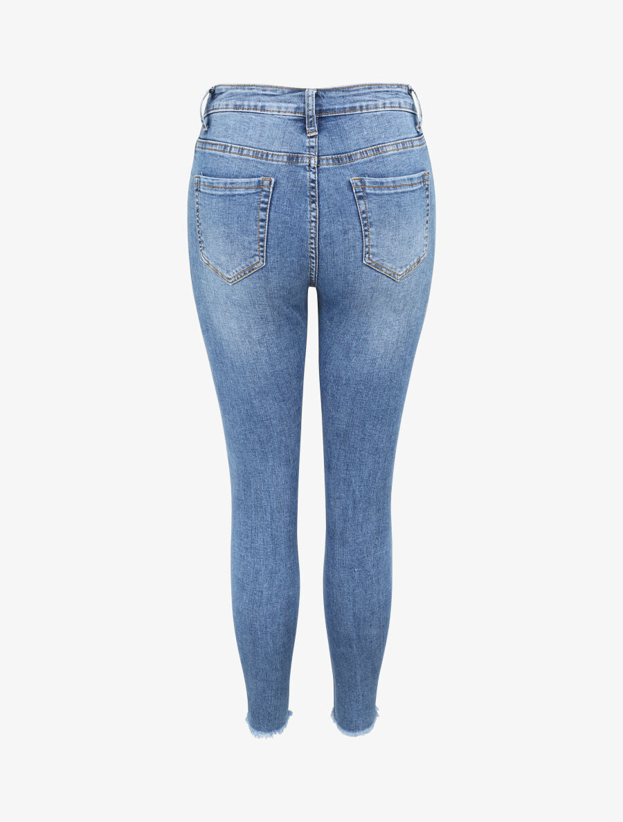 Jean skinny à éraflures et bords effilochés - Denim brut - 2
