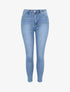 Jean push up skinny à bords effilochés - Bleu denim - 1