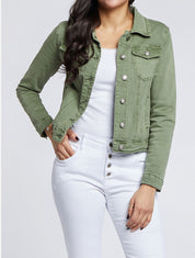 Veste courte en jean - Kaki - 1