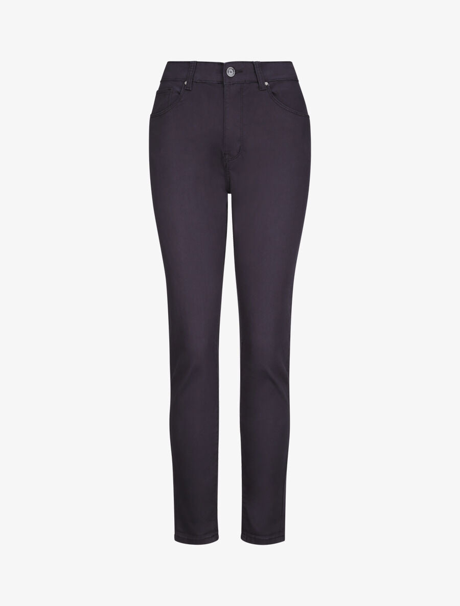 Jean grande taille slim uni à taille haute - Marine - 1
