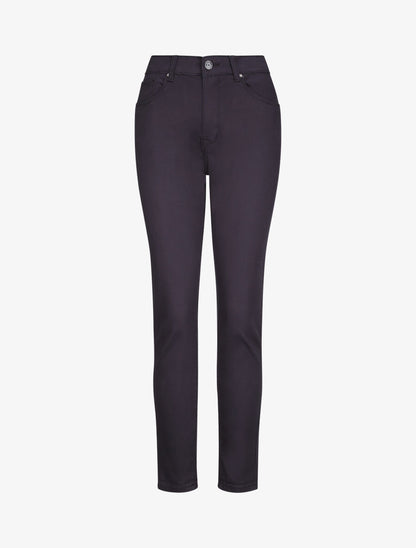 Jean grande taille slim uni à taille haute - Marine - 1