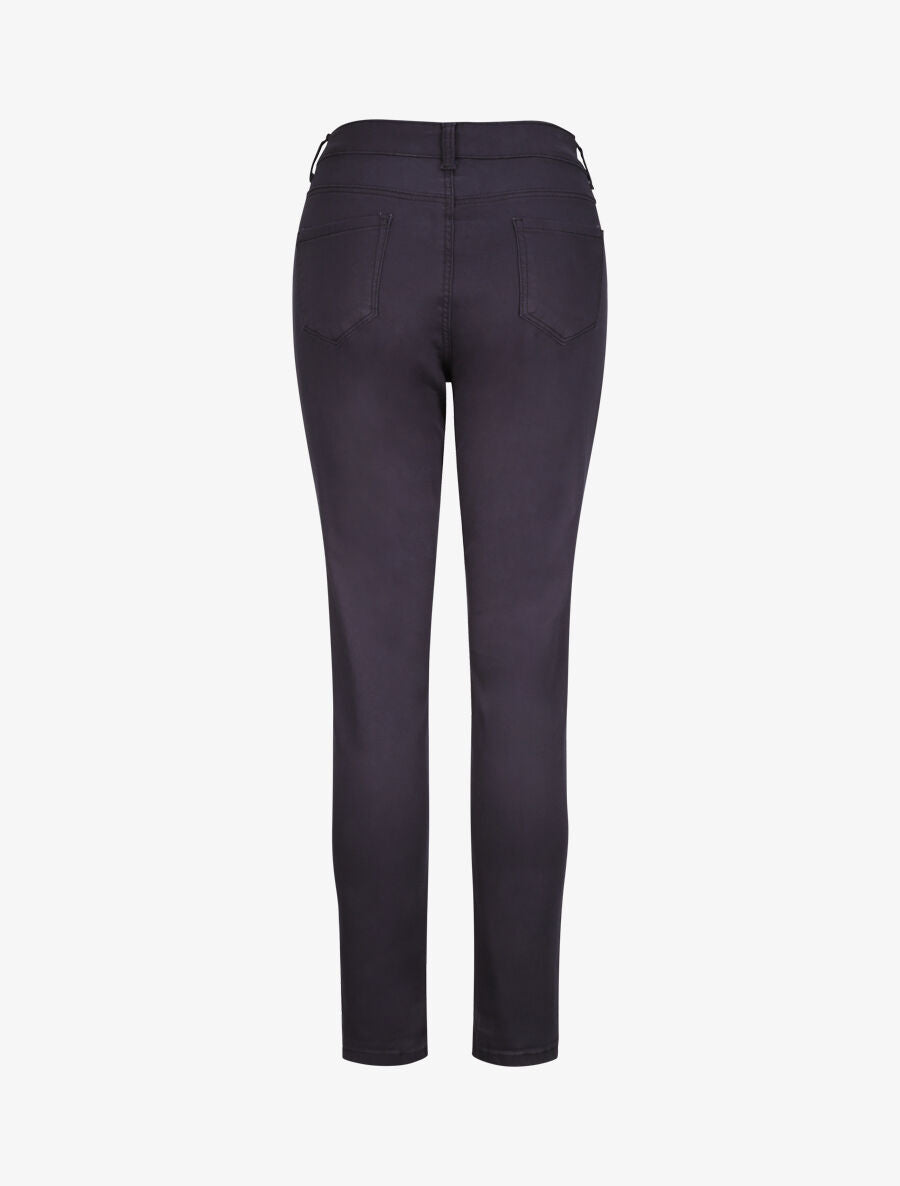 Jean grande taille slim uni à taille haute - Marine - 2